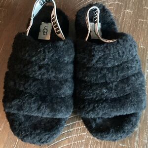 UGG Black Slippers with Branded Heel Strap Size 7